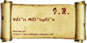 Vén Mátyás névjegykártya